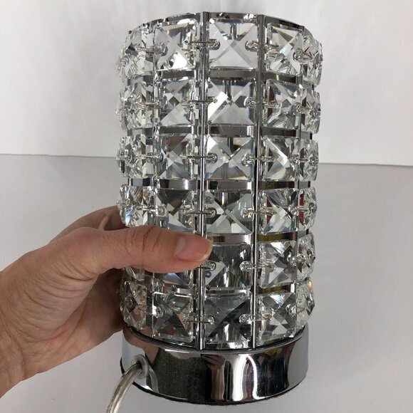 SILVER & Sparkly Bling Crystals Small Acccent Table Lamp - 4.5 W x 7.5 H - Picture 4 of 10